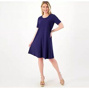 Denim & Co. Navy Essentials Favorite Jersey Regular Scoop Neck Dress Size M